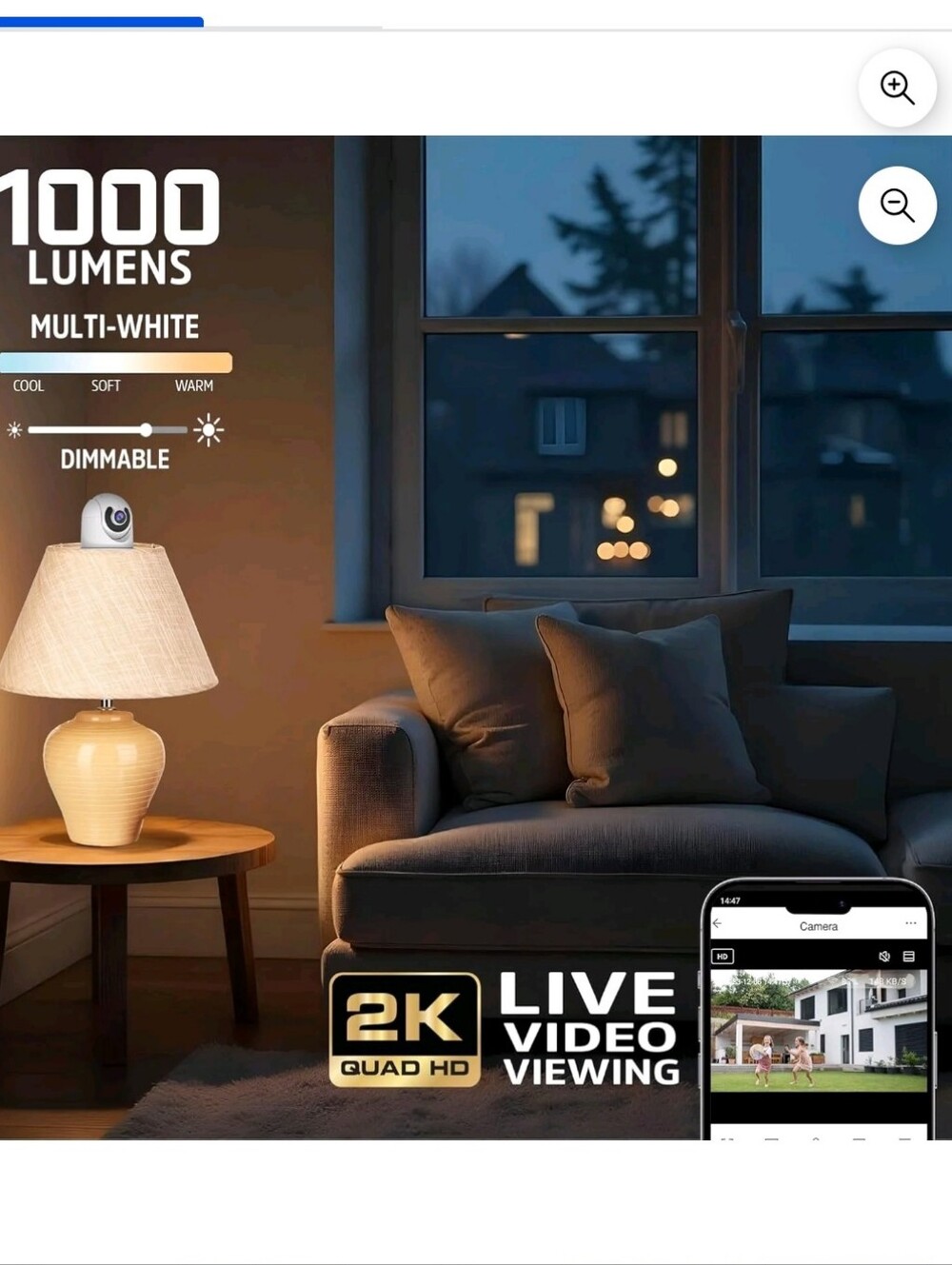 Energizer White Smart WiFi Light Bulb Security Camera — 1000 Lumens. New In Box. - Picture 2 of 16